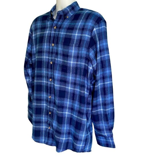 Tackle & Tides Blue Plaid Cotton Flannel Shirt Men's Large NEW - Picture 3 of 11
